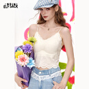 妖精的口袋蕾丝拼接蝴蝶结吊带女2025年夏季新款甜美百搭无袖背心 幻想白色 M