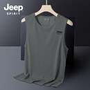 JEEP SPIRIT吉普背心男士夏季休闲透气速干无袖T恤宽松弹力凉感运动健身坎肩