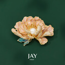 Jay古典新中式牡丹胸针高档女衣服胸花配饰送妈妈长辈生日礼物 胸针淡水珍珠（京仓/就近发货）