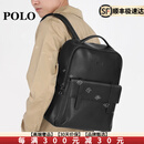 POLO【高端奢品】男士双肩包真皮简约时尚旅行大容量商务电脑双肩包男 黑色