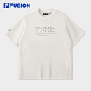 FILA FUSION斐乐潮牌女装针织短袖衫2025秋季新款时尚休闲宽松T恤 云白色-WT XL 175/92A/XL