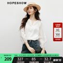 红袖森系甜美雪纺衫秋季2024新款女装灯笼袖重工刺绣V字圆领气质上衣 本白001 L