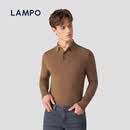 蓝豹（LAMPO）【黄金羊毛】秋冬款奢品超细黄金羊毛polo领打底衫男羊毛衫 中米 XL (50)