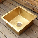 法式复古厨房大单槽嵌入岛台水吧台水槽纯铜金色台下盆水盆洗碗池 B款岛台黄铜盆40x40x19cm