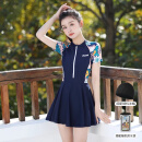 梵迪拉（F.DYRAA）泳衣女夏遮肚连体游泳馆海边显瘦游泳三件套11015藏蓝裙式连体XL