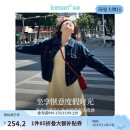 茵曼（INMAN）章若楠同款复古休闲女装短款牛仔外套2025年春季新品长袖上衣 深牛仔蓝-18518171 M