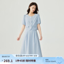 茵曼（INMAN）法式小香风两件套装女2025夏季通勤气质短袖衬衫A字半身裙 蓝色_贝母扣颜色随机 S