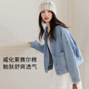 伊芙丽（eifini）伊芙丽薄款天丝棉口袋设计感百搭通勤牛仔短外套女2025春季新款 浅蓝 M 105-120斤