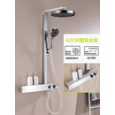 科勒星享镜雨全铜冷热淋浴花洒套装卫生间家用加长置物台大顶喷恒温花洒 62cm款亮银色 | 精铜水路+置物台