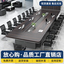 CLCEY大型会议桌长桌简约现代开会桌长方形会议室洽谈培训条形桌椅组合 8.0会议桌+26把网椅(安装)