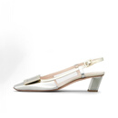【二手99新】Roger Vivier 罗杰维维亚Trompette 皮革 金属搭扣 女款 银色 银色 36