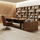 香榭贵族董事长办公室原木大板桌办公桌领导老总纯实木大班台老板桌带边柜 单桌:250长*80宽*75高 南美胡桃木材质厚4.5cm