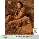 鄂尔多斯1980秋冬纯羊绒简约时尚女中长款大衣外套 深驼色 S 155/80A