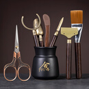 陶福气茶道六君子套装功夫茶具配件用品大全泡茶工具茶漏茶巾夹定制刻字 新款舍得黑釉茶道+茶刮茶剪