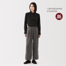 无印良品（MUJI）女式 汉麻 宽版裤 裤子女款 休闲裤阔腿裤长裤 25年春季新品 炭灰色 M （160/66A）