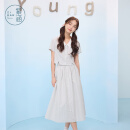 紫涵（ZIHAN）紫涵蓝色竖条纹短袖衬衫高腰a字半身裙两件套装女2025年夏季新款 蓝条 M