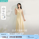 茵曼（INMAN）章若楠同款欧若风法式吊带连衣裙2025夏季新品女装淡鹅黄色裙子 浅黄色 (方领) M