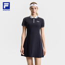 FILA 斐乐官方女子连衣裙2025夏新款网球运动简约基础短袖POLO裙 RD宝蓝-NV M 165/84A/M