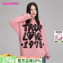 LALABOBO羊毛混纺字母毛衣女秋冬新款宽松慵懒风毛织上衣LBDD-WSTM13 粉色 厚款 S