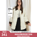 独束大码女装2025新款春季撞色抽绳一手长风衣复古收腰显瘦外套女 米灰色 2XL (尺码：4)