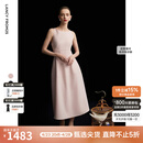 朗姿2025夏季新款优雅一字领无袖连衣裙女高端法式修身收腰裙子 淡粉色 M