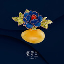 紫罗兰礼物送女友众设计感花朵胸花百搭别针2025生日礼物 蓝花黄玉 1