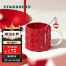 星巴克（Starbucks）红色格纹款马克杯(配搅拌棒)490ml陶瓷杯水杯子生日礼物女