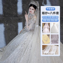 RATEWIN洋气长袖婚纱新娘2025新款质感主纱结婚礼服重工宫廷风大拖尾高端 齐地款（八件套） S