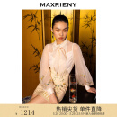 MAXRIENY【鎏光花鸟衬衫】春季商场同款宫廷感绣花蝴蝶结上衣 米白 S 01
