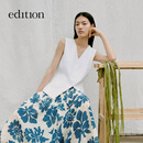 edition夏季新款女装拼麻料小西服高级感马甲可外穿 漂白色 M