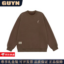 GUYN高端品牌男装2025秋季新款刺绣圆领卫衣男士日系复古宽松休闲上衣 咖啡色 咖啡色 M 建议(100-120斤)