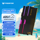 宏碁掠夺者（PREDATOR）48G(24G×2)套装 DDR5 6000频率 台式机内存条 Hermes冰刃系列 RGB灯条(C28) 石耀黑 AI电脑配件