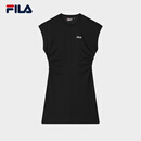 FILA 斐乐官方女装针织连衣裙2025夏季新款时尚休闲无袖收腰裙子 正黑色-BK L 170/88A/L