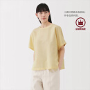 无印良品（MUJI）女式 汉麻 棉 短袖罩衫 t恤上衣打底衫女款女装内搭夏季BC2LEC5S 黄色条纹 S (155/80A)