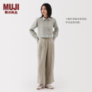 无印良品（MUJI）女式 汉麻 宽版裤 裤子女款 休闲裤阔腿裤长裤 25年春季 女装 淡黄色 M （160/66A）