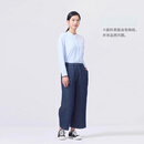 无印良品（MUJI）女式棉汉麻牛仔宽版裤女款裤子长裤25年夏季女装丹宁回潮BE1X0A5S 深藏青色 M （160/66A）