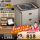 虎牌保险柜家用智能床头保险柜隐形式无线充电小型木质抽屉全钢防盗一体隐藏式保险箱密码指纹解锁 【轻奢款】浅灰（无线充电+三色灯+感应灯） 指纹解锁（指纹/密码/钥匙）
