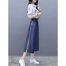 OLJ轻奢品牌套装女2025年夏季新款休闲时尚洋气减龄上衣裤子两件套 短袖上衣加七分裤 S 建议88-98斤
