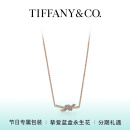 蒂芙尼【520礼物】 Tiffany Knot 系列 18K 玫瑰金镶嵌粉色蓝宝石项链