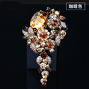 DRJEFUN紫色水晶宝石流苏胸针女款女大号胸花气质别针毛衣链两用 黄钻