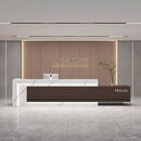 惠利得现代简约烤漆物业办公室公司酒店大厅吧台前台桌接待柜吧台收银台 白色+深咖色 500x60x110cm