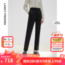朗姿2025年春季新款高级感气质黑色直筒西裤职业长裤通勤西装裤女 黑色 L
