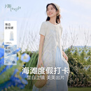 片断套装女2025夏季新款圆领镂空罩衫格子吊带裙一整套ootd穿搭 白蓝 L