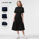 LACOSTE法国鳄鱼女装设计感优雅收腰短袖A字裙Polo连衣裙|EF5956 031/黑色 M 38 /165