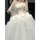 勤驰婚纱新娘主纱2025高级感小个子法式抹胸轻25新款花朵迎宾礼服出门 白色齐地款婚纱+三 均码 XXXL体重140斤左右