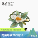She's发饰 梵高玫瑰叠花刺绣发绳 橡皮筋头绳发圈 生日礼物 送女友
