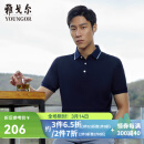 雅戈尔（YOUNGOR）短袖POLO衫男扁机领不易变型棉涤面料手感舒适POLO衫新品 藏青 L