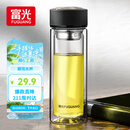 富光 男女士双层玻璃杯 水杯 支持团购定制 304杯子泡茶杯400ML黑