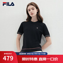 FILA 斐乐官方女子编织衫夏季新款时尚休闲简约基础短袖上衣 传奇蓝-NV L 170/88A