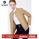 Navigare 意大利小帆船女士真皮皮衣秋冬款小立领羊皮机车服X2236700091 浅卡其 L 